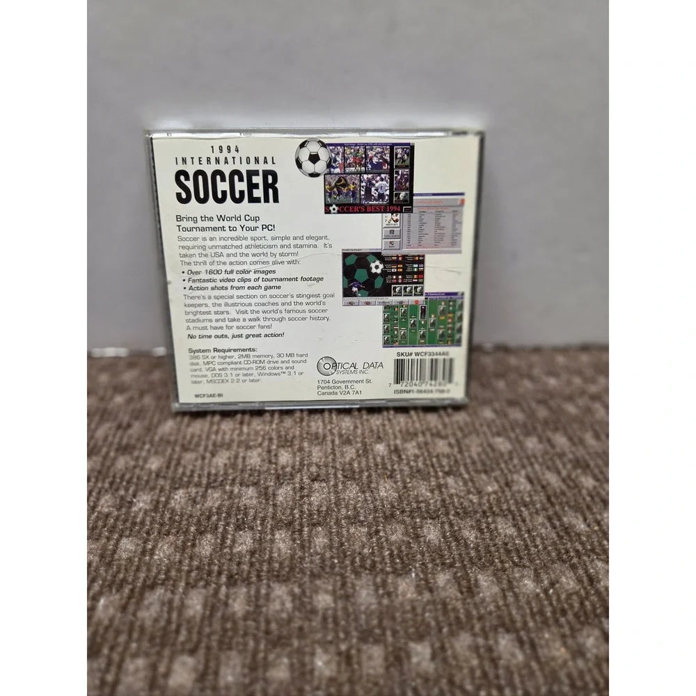 1994 International Soccer PC CD-ROM Optical Data Systems World Cup Multimedia